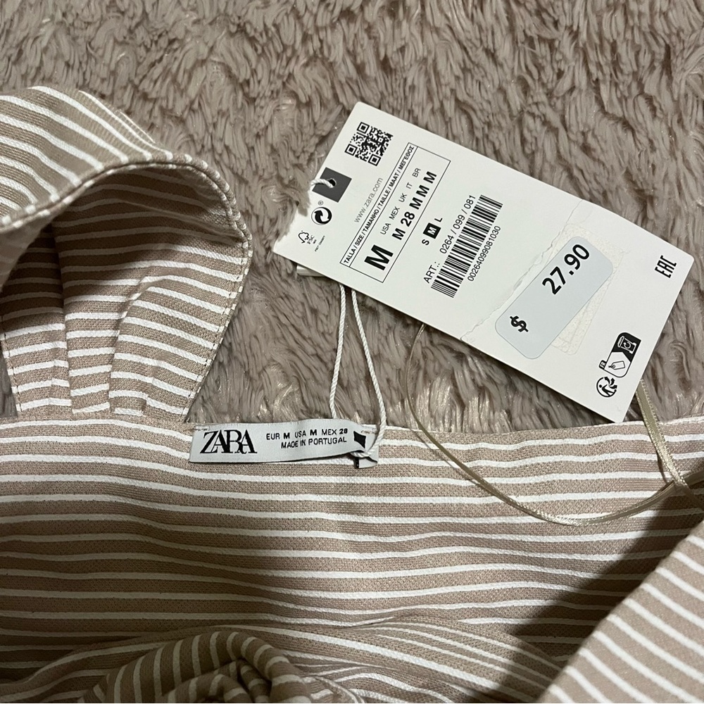 NWT Zara tan and white one strap crop top - Picture 6 of 7